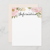 モダンなヴィンテージのピンクの花の結婚式情報 エンクロージャーカード (正面/裏面)