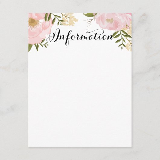 モダンなヴィンテージのピンクの花の結婚式情報 エンクロージャーカード (正面)