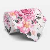 モダンなヴィンテージのピンクの黒のバラの花柄パターン ネクタイ (ロール)