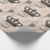 モダンなヴィンテージのフランスのなぼろぼろのシックな王冠 ラッピングペーパー (角)