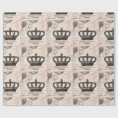 モダンなヴィンテージのフランスのなぼろぼろのシックな王冠 ラッピングペーパー (フラット)