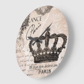 モダンなヴィンテージのフランスのなぼろぼろのシックな王冠 ラージ壁時計 (傾斜)