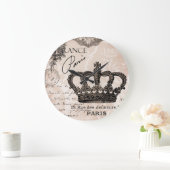 モダンなヴィンテージのフランスのなぼろぼろのシックな王冠 ラージ壁時計 (ホーム)