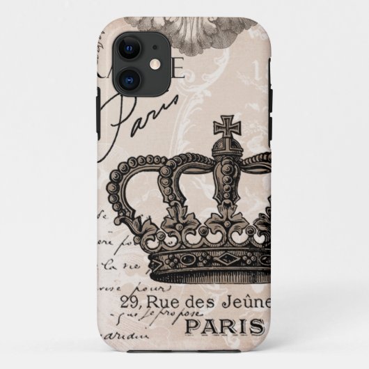 モダンなヴィンテージのフランスのなぼろぼろのシックな王冠 Case-Mate iPhoneケース (裏面)