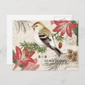 モダンなヴィンテージのフランスのなクリスマスの鳥の郵便はがき シーズンポストカード (正面/裏面)