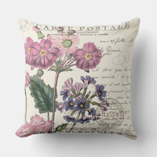 モダンなヴィンテージのフランスのなラベンダーの花柄 クッション (正面)