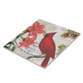 モダンなヴィンテージのフランスのな冬の(鳥)ショウジョウコウカンチョウ タイル (側面)