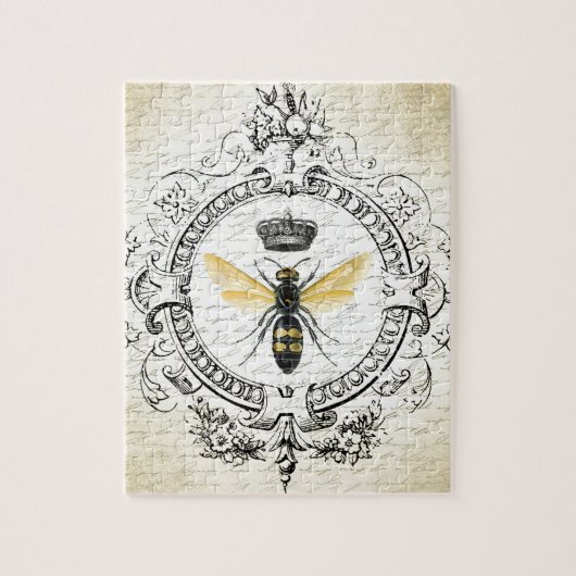 モダンなヴィンテージのフランスのな女王バチ ジグソーパズル (縦)