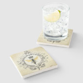 モダンなヴィンテージのフランスのな女王バチ ストーンコースター (横)