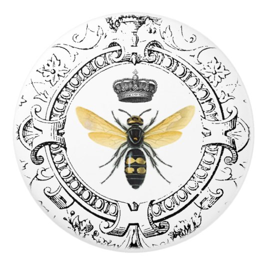 モダンなヴィンテージのフランスのな女王バチ セラミックノブ (正面)