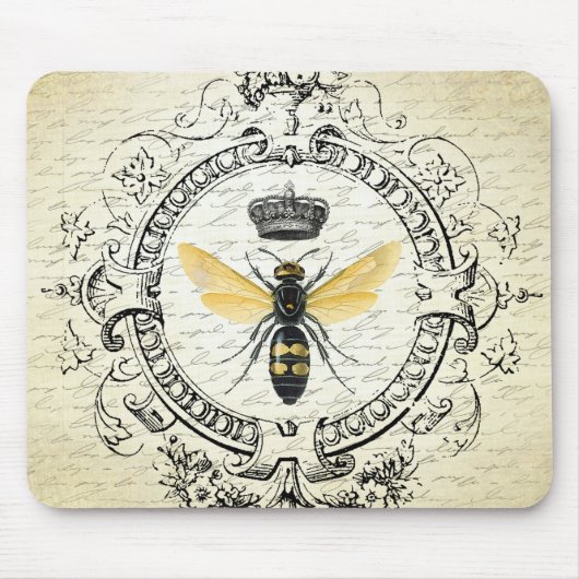 モダンなヴィンテージのフランスのな女王バチ マウスパッド (正面)