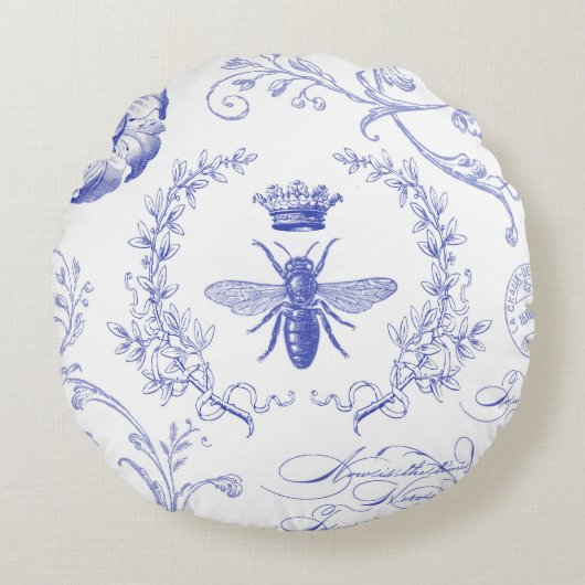 モダンなヴィンテージのフランスのな女王バチ ラウンドクッション (正面)