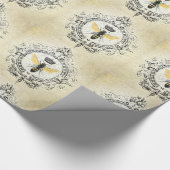 モダンなヴィンテージのフランスのな女王バチ ラッピングペーパー (角)