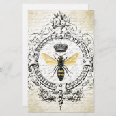 モダンなヴィンテージのフランスのな女王バチ 便箋 (正面/裏面)