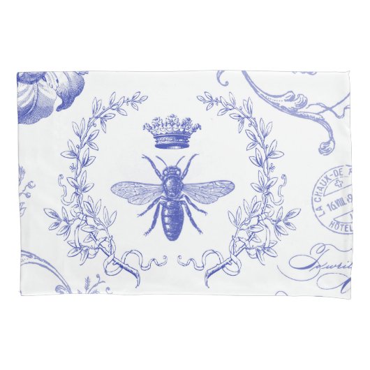 モダンなヴィンテージのフランスのな女王バチ 枕カバー (正面左)