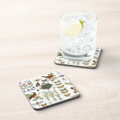 モダンなヴィンテージのフランスのな植物の鳥および花 コースター (右側)