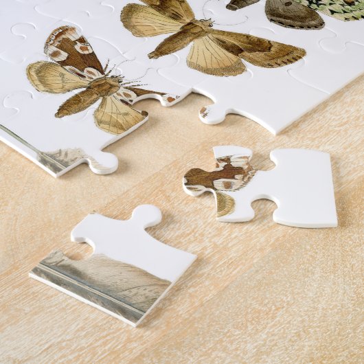 モダンなヴィンテージのフランスのな植物の鳥および花 ジグソーパズル (側面)