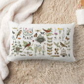 モダンなヴィンテージのフランスのな植物の鳥および花 ランバークッション (ブランケット)