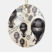 モダンなヴィンテージのフランスのな熱気の気球 セラミックオーナメント (左)