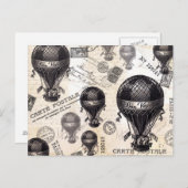 モダンなヴィンテージのフランスのな熱気の気球 ポストカード (正面/裏面)