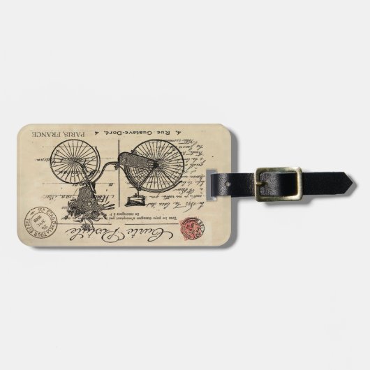 モダンなヴィンテージのフランスのな自転車の荷物のラベル ラゲッジタグ (正面横)