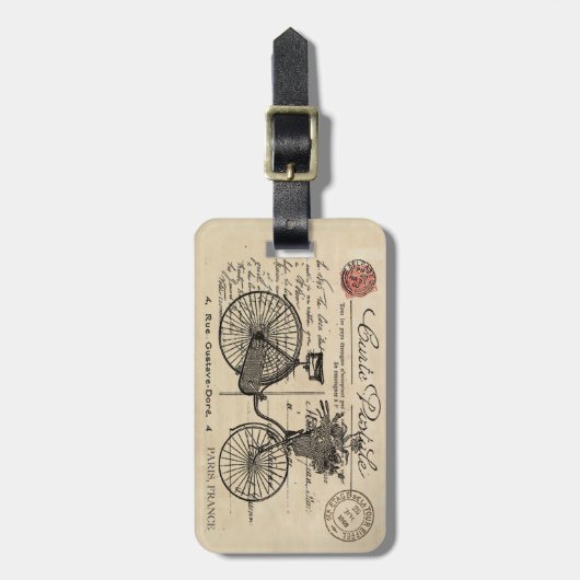 モダンなヴィンテージのフランスのな自転車の荷物のラベル ラゲッジタグ (正面縦)