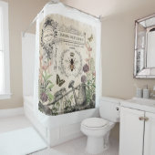 モダンなヴィンテージのフランスのな蜂の庭 シャワーカーテン (インサイチュ)