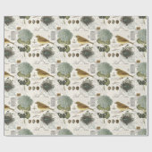 モダンなヴィンテージのフランスのな鳥および巣 ラッピングペーパー (フラット)