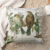 モダンなヴィンテージのフランスのな鳥および鳥かご クッション (ブランケット)