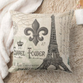 モダンなヴィンテージのフランス人のエッフェル塔 クッション (ブランケット)