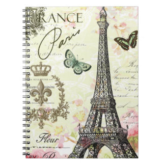 モダンなヴィンテージのフランス人のエッフェル塔 ノートブック