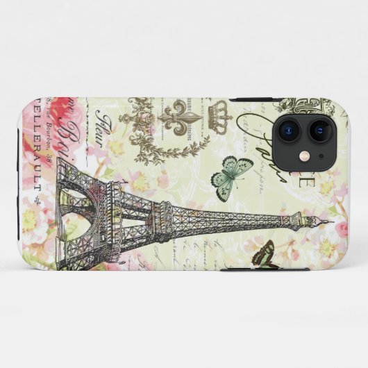 モダンなヴィンテージのフランス人のエッフェル塔 Case-Mate iPhoneケース (裏面(横))