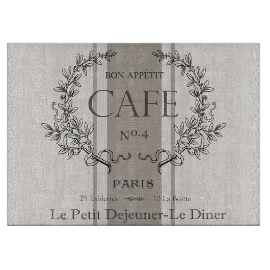 モダンなヴィンテージのフランス人のカフェ カッティングボード (正面)