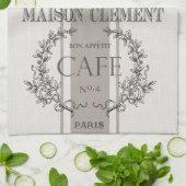 モダンなヴィンテージのフランス人のカフェ キッチンタオル (折り畳み)