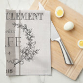 モダンなヴィンテージのフランス人のカフェ キッチンタオル (四つ折り)