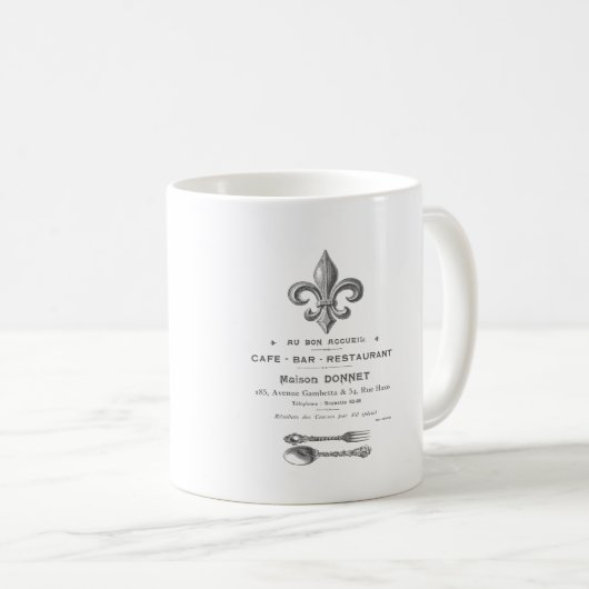 モダンなヴィンテージのフランス人のビストロ コーヒーマグカップ (正面右)