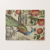 モダンなヴィンテージのフランス人の孔雀 ジグソーパズル (横)