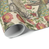 モダンなヴィンテージのフランス人の孔雀 ラッピングペーパー (ロールコーナー)