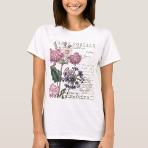 モダンなヴィンテージのフランス人の花柄 Tシャツ
