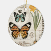 モダンなヴィンテージのフランス人の蝶 セラミックオーナメント (左)