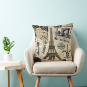 モダンなヴィンテージのフランス人旅行コラージュ クッション (椅子)