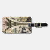 モダンなヴィンテージのフランス人旅行コラージュ ラゲッジタグ (正面横)