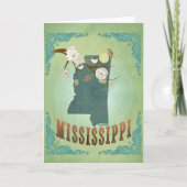 モダンなヴィンテージのミシシッピーの州の地図-セージグリーン シーズンカード (正面)