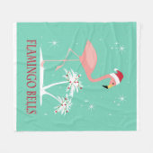 モダンなヴィンテージのレトロのクリスマスのフラミンゴ フリースブランケット (正面(横))