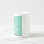 モダンなヴィンテージのレトロのクリスマスのフラミンゴ ボーンチャイナマグカップ (正面)