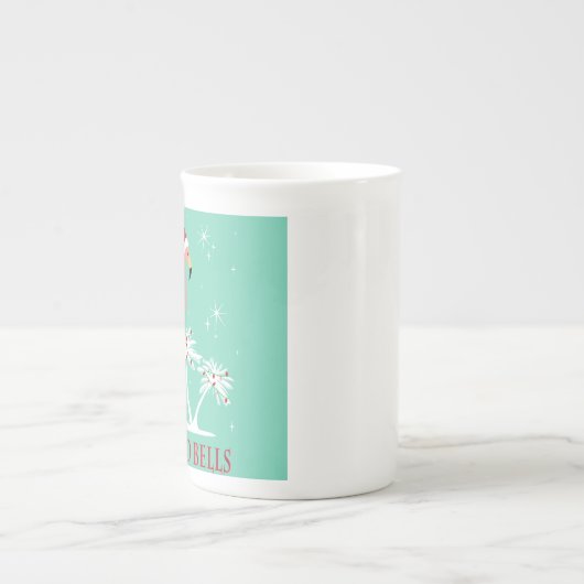 モダンなヴィンテージのレトロのクリスマスのフラミンゴ ボーンチャイナマグカップ (正面)