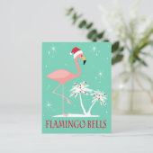 モダンなヴィンテージのレトロのクリスマスのフラミンゴ ポストカード (スタンド正面)