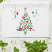 モダンなヴィンテージのレトロのクリスマスツリー キッチンタオル (折り畳み)