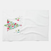 モダンなヴィンテージのレトロのクリスマスツリー キッチンタオル (横)