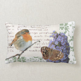 モダンなヴィンテージのロビンの鳥の花および蝶 ランバークッション